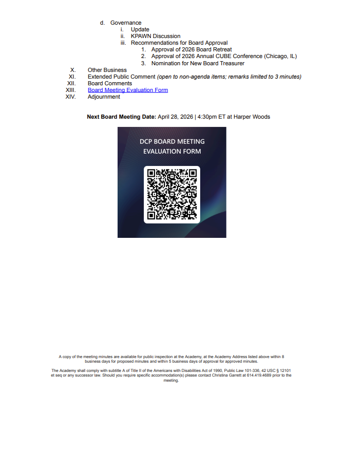 Board Agenda February 2, 2026 