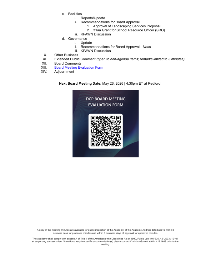 Board Agenda February 2, 2026 